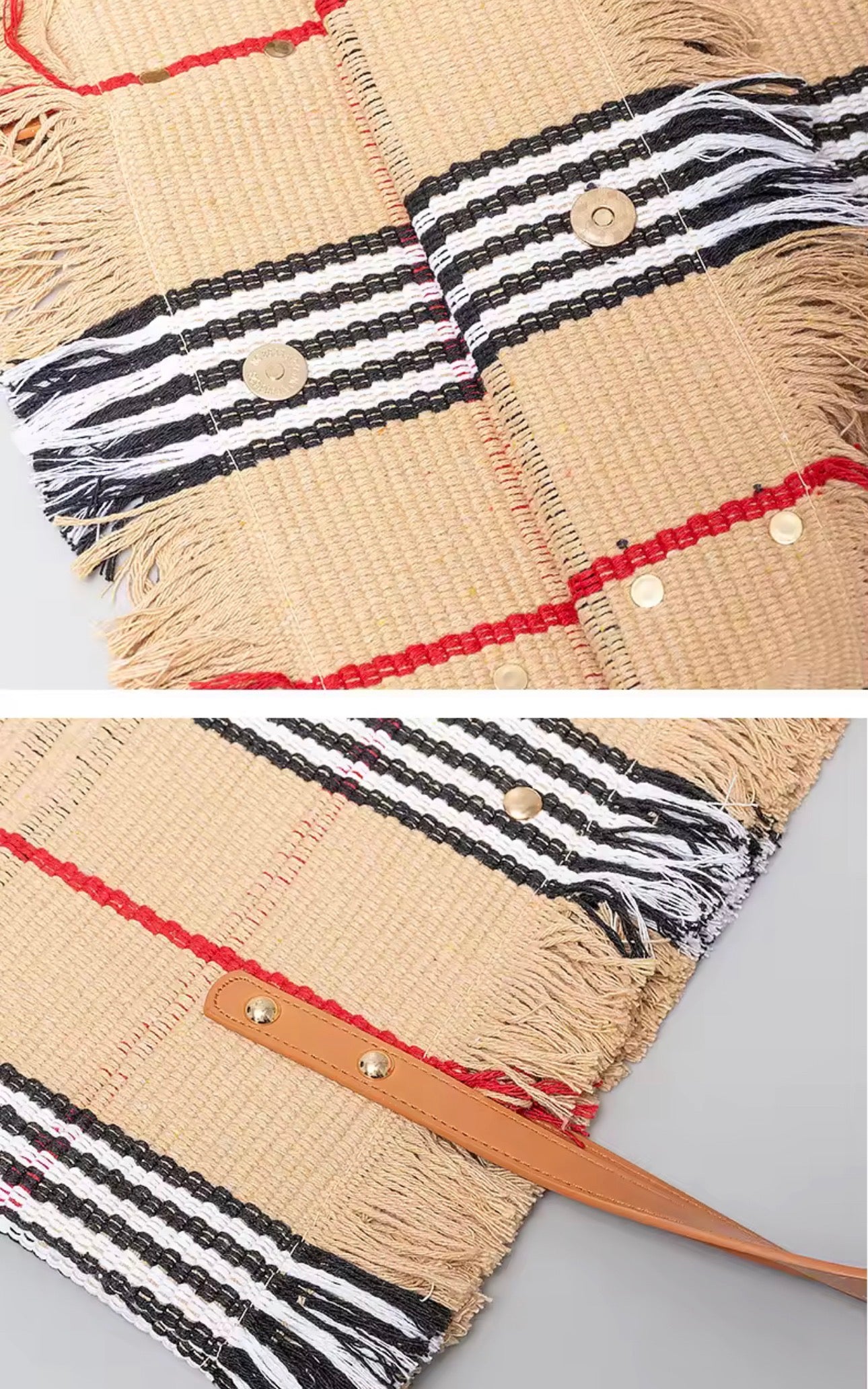 Sac Cabas Bohème London – Tissage Style Écossais & Franges Naturelles