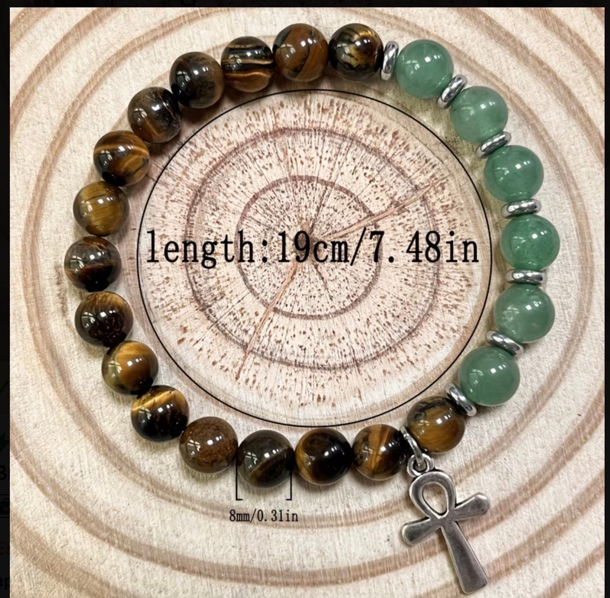 : Bracelet Porte-Bonheur Ankh en Pierres Naturelles