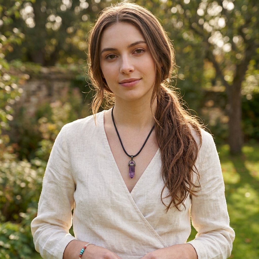 Collier Pendentif Pointe Hexagonale en Pierre Naturelle et Cristal