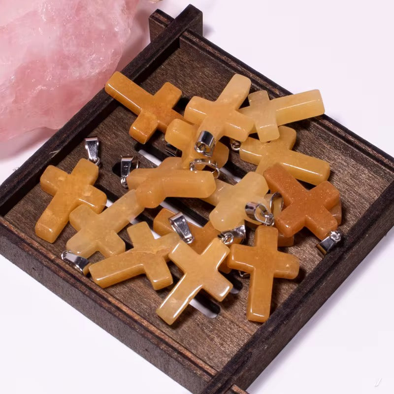 Pendentif Croix en pierre naturel – Paix Intérieure & Clarté d'Esprit