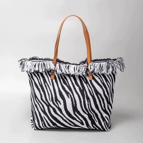 Sac Cabas Bohème Atlas – Tissage Géométrique Ébène & Écru