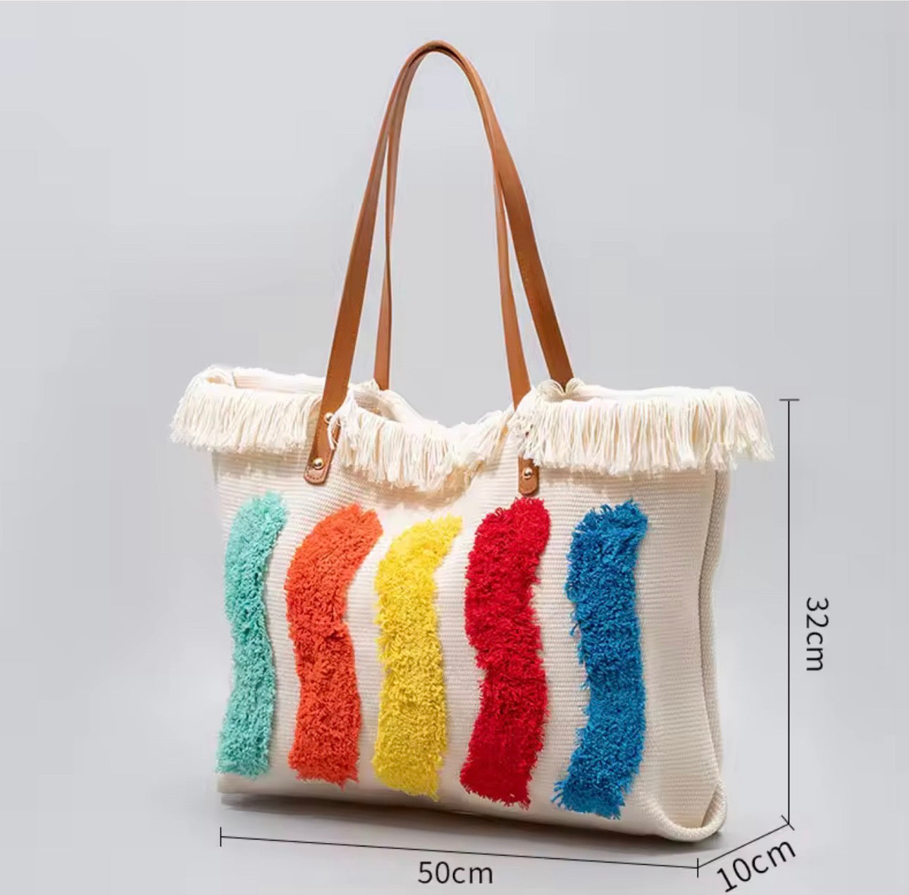 Sac Cabas Bohème Arty Pop – Broderies Multicolores en Relief
