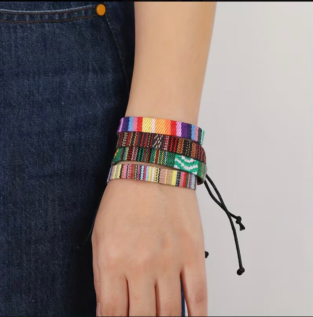 Ensemble 4 Bracelets Bohèmes Tissés (l