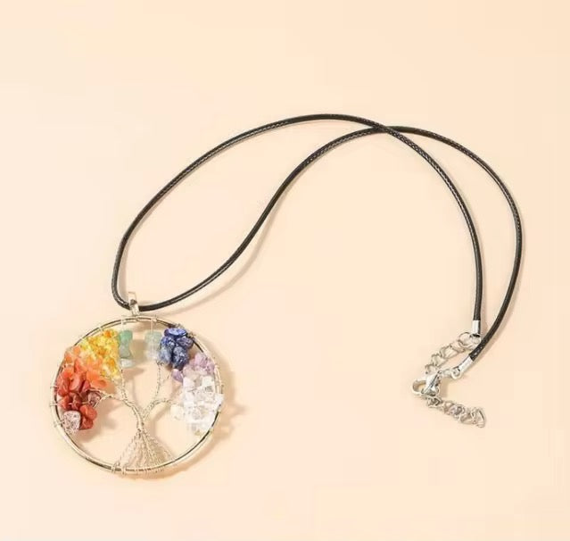 Collier Talisman Arbre de Vie – Énergie des Chakras & Pierres Naturelles