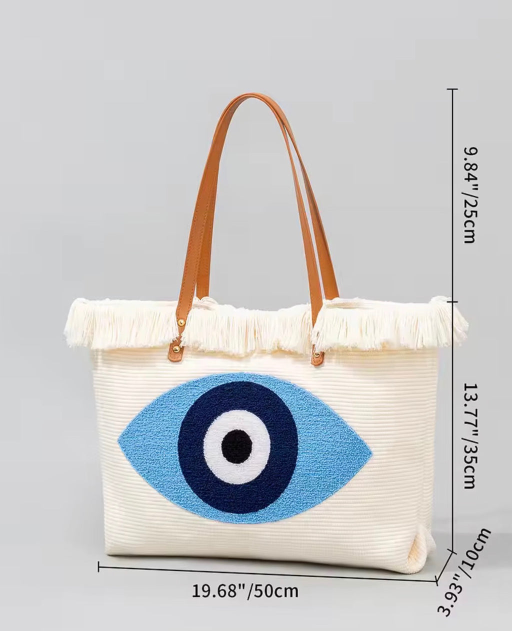 Sac Cabas Bohème Mystic Eye – Broderie Œil Grec en Relief