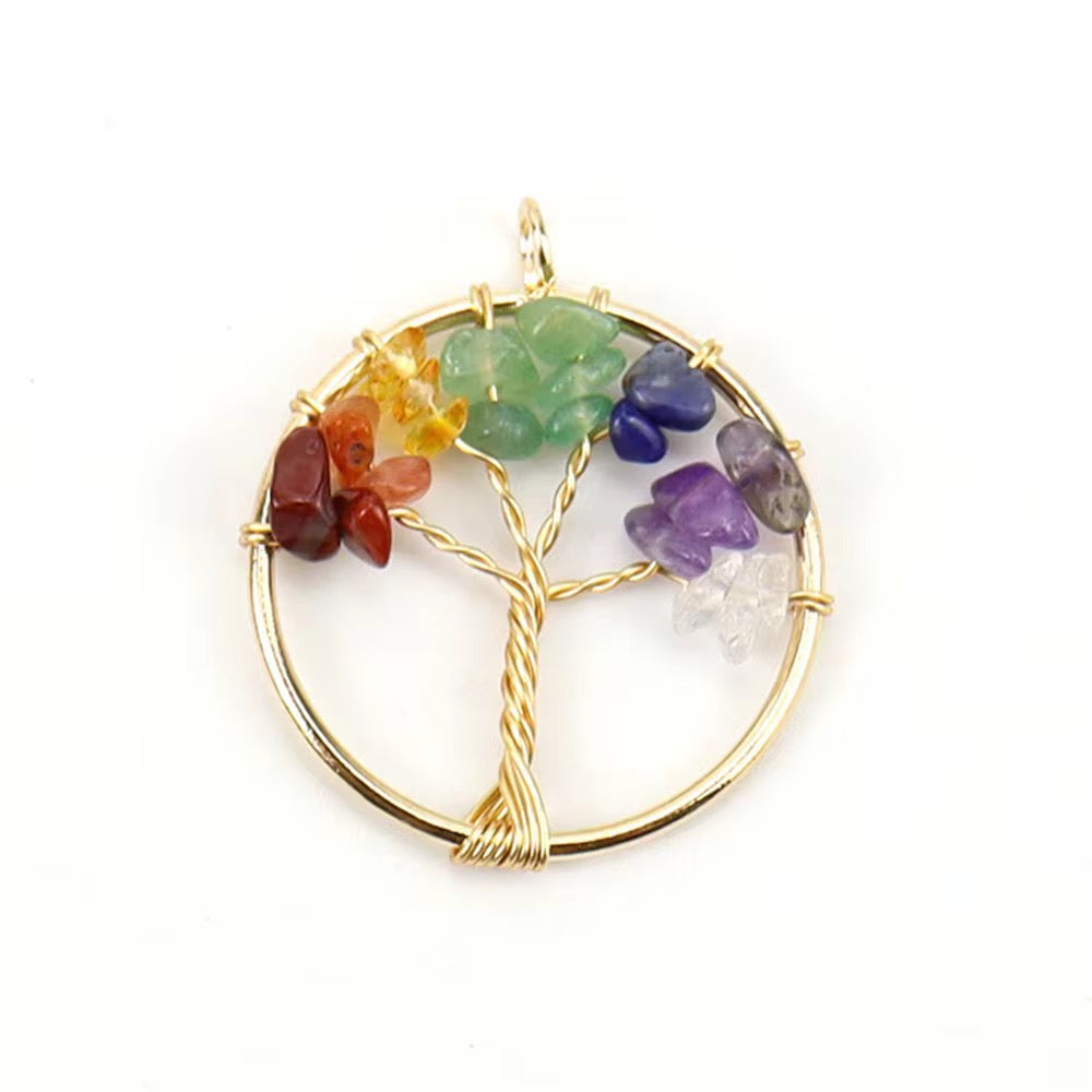 Collier Talisman Arbre de Vie – Énergie des Chakras & Pierres Naturelles