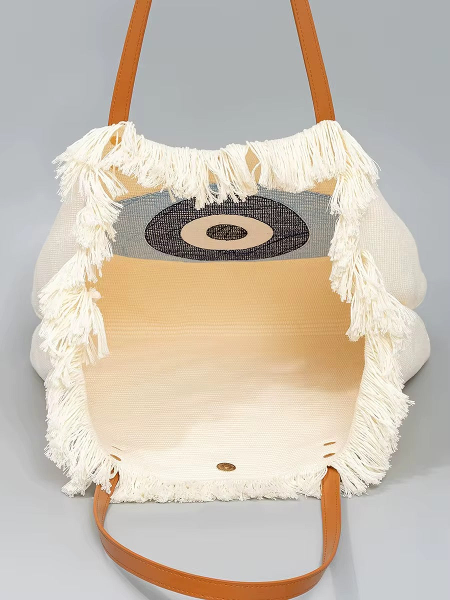 Sac Cabas Bohème Khamsa – Broderie Main de Fatma en Relief