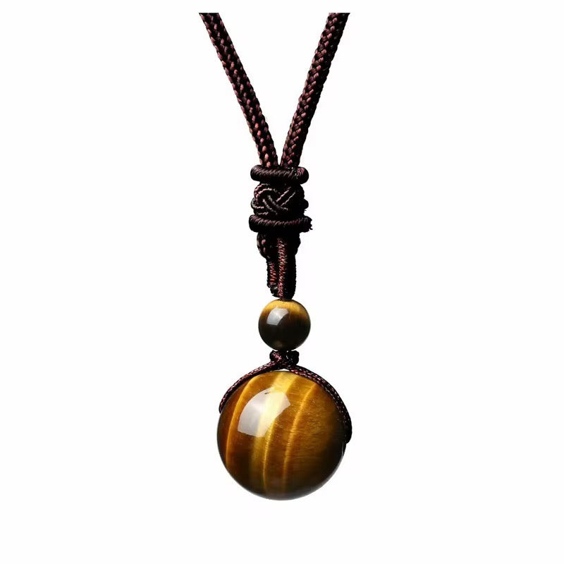 Ensemble « Bouclier de Tigre » – Collier Pendentif & Bracelet en Pierres Naturelles