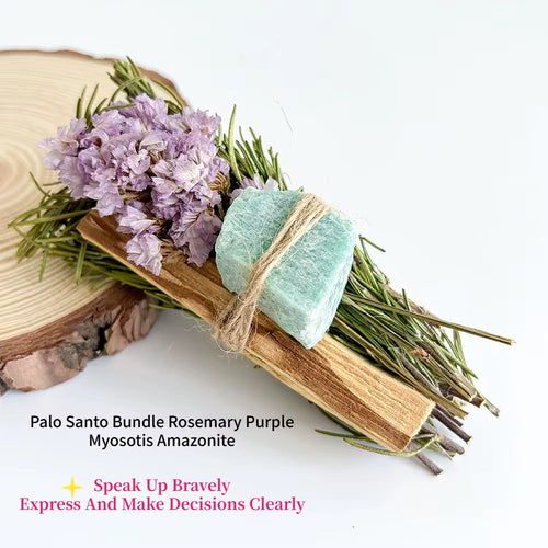 Bâton de Fumigation Palo Santo, Fleurs Séchées et Cristal Naturel