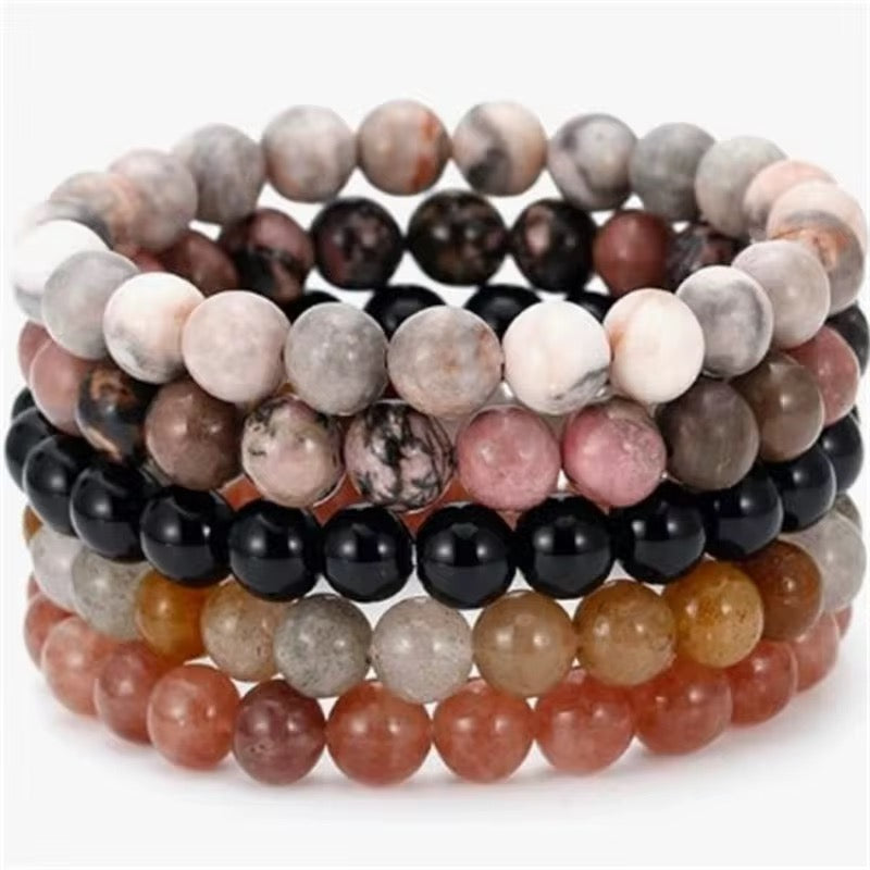 Harmonie Sylvestre » – Ensemble de 5 Bracelets en Pierres Naturelles