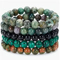 Harmonie Sylvestre » – Ensemble de 5 Bracelets en Pierres Naturelles