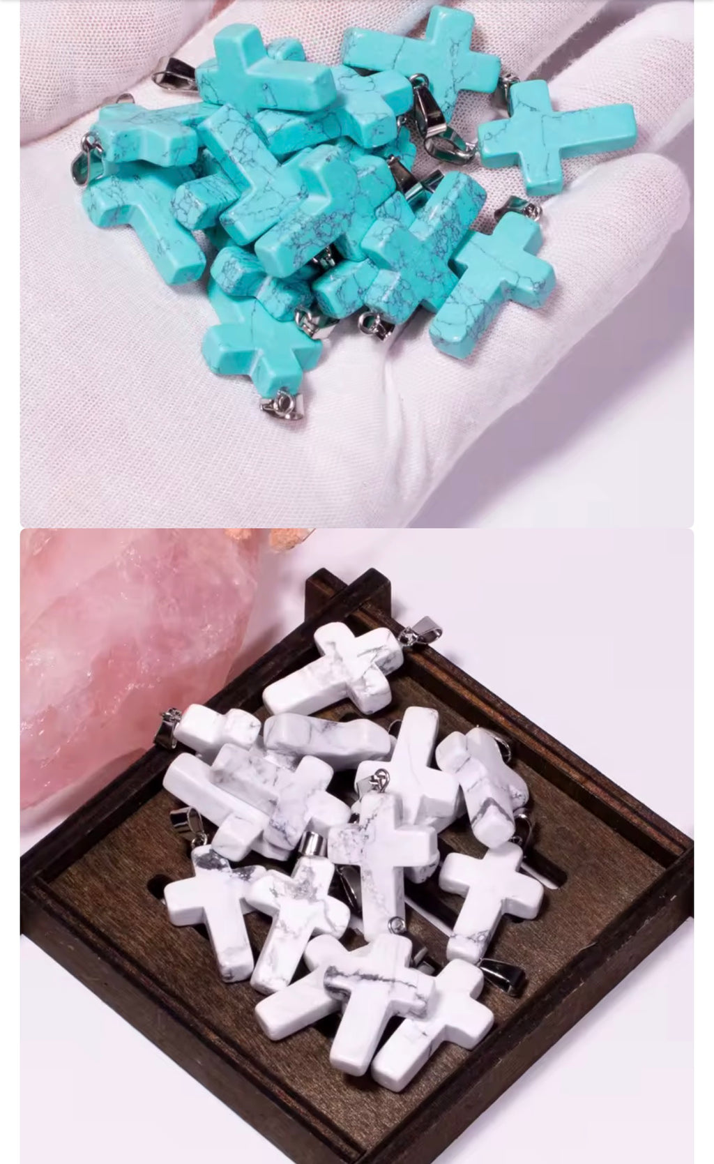 Pendentif Croix en pierre naturel – Paix Intérieure & Clarté d'Esprit