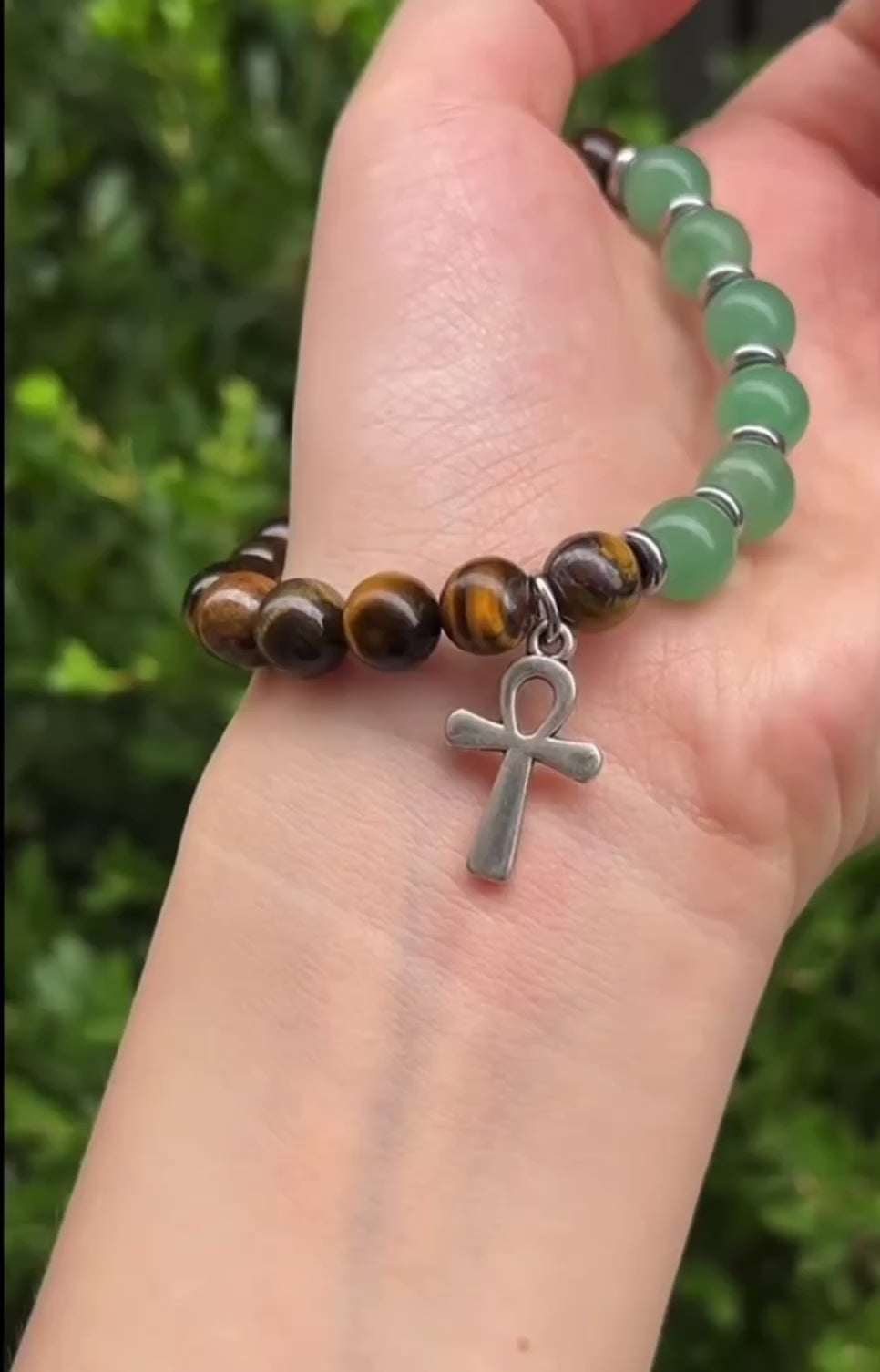 : Bracelet Porte-Bonheur Ankh en Pierres Naturelles